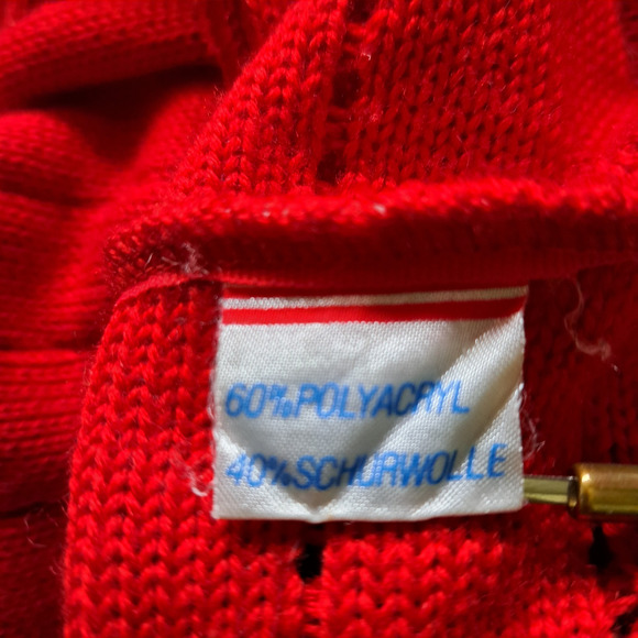 Pfister Austria Vintage Tyrolean Cardigan Sweater Red Floral Folk Embroidered L - Picture 10 of 11